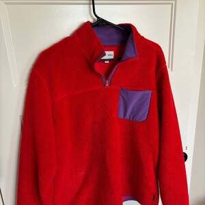 Crayola x Kohls Jacket Women Red Purple Multicolor Fleece Quarter 1/4 Zip